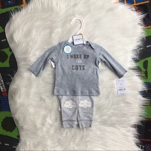 Newborn complete outfit gray with clouds